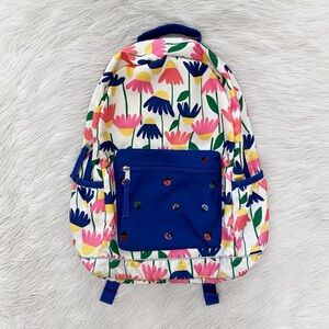 Hanna Andersson Floral Pink Blue Ladybug Embroidered Pocket Girls Kids Backpack